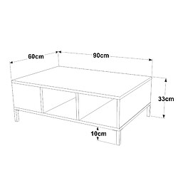 Helloshop26 Table basse avec 3 compartiments de rangement 33 x 90 x 60 cm effet chêne rustique / anthracite 03_0008458