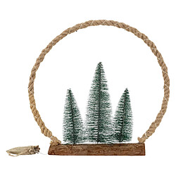 Ecd Germany LED Couronne de jute avec sapins décoration lumineuse de Noël minuterie 45 LEDs