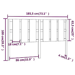 vidaXL Tête de lit Marron miel 185,5x4x100 cm Bois massif de pin pas cher