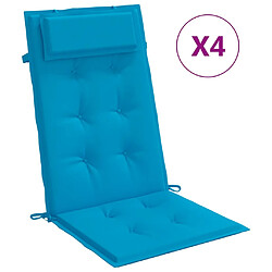 vidaXL Coussins de chaise à dossier haut lot de 4 bleu clair