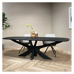 Moloo EPSYLON-Table à manger Ovale 8 personnes, L.220 cm en bois massif noir