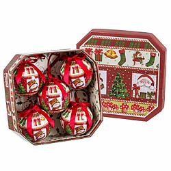 BigBuy Christmas Boules de Noël Multicouleur Papier Polyfoam Père Noël 7,5 x 7,5 x 7,5 cm (5 Unités)