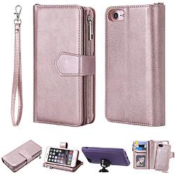 Etui en PU fermeture à glissière détachable 2-en-1 portative or rose pour votre Apple iPhone iPhone 8/7/6s/6 4.7 pouces