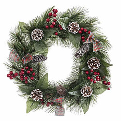 BigBuy Christmas Couronne de Noël Blanc Rouge Vert Naturel PVC 40 cm