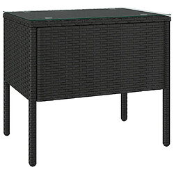 vidaXL Table d'appoint noir 53x37x48 cm poly rotin et verre trempé