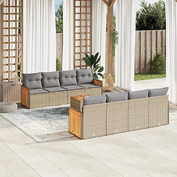 Maison Chic Salon de jardin avec coussins 9 pcs | Ensemble de Table et chaises | Mobilier d'Extérieur beige résine tressée -GKD26341