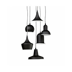 Mes Suspension 6 lampes 60x50x29 cm en métal noir