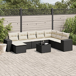 Maison Chic Salon de jardin 9 pcs avec coussins | Ensemble de Table et chaises | Mobilier d'Extérieur noir résine tressée -GKD58876