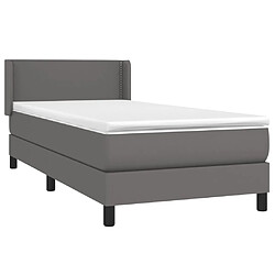 Avis Maison Chic Lit Adulte - Lit simple Lit à sommier tapissier avec matelas moelleux - Meuble de Chambre - Gris 90x200 cm Similicuir -MN12224