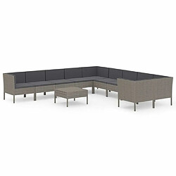 Maison Chic Salon de jardin 11pcs + coussins - Mobilier/Meubles de jardin - Table et chaises d'extérieur Résine tressée Gris -MN57793