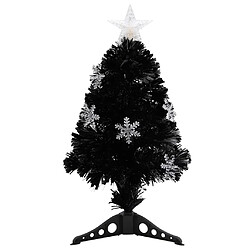 vidaXL Sapin de Noël et flocons de neige LED Noir 64 cm Fibre optique