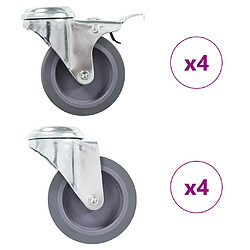 vidaXL 8 pcs Roulettes pivotantes à trou de boulon 75 mm