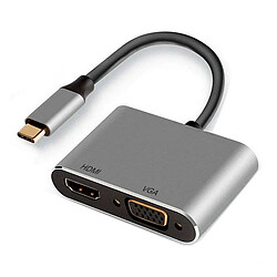 Adaptador Ewent EW9700 USB-C para HDMI/VGA Gris