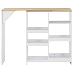 Avis Helloshop26 Table haute mange debout bar bistrot avec tablette amovible blanc 138 cm 0902046