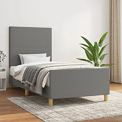 Maison Chic Lit adulte - Cadre Structure de lit avec tête de lit Contemporain Gris foncé 100x200 cm Tissu -MN58071