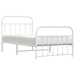 Avis Maison Chic Lit adulte - Lit simple Cadre de lit métal avec tête de lit/pied de lit,Structure du lit Contemporain pour chambre blanc 100x190cm -MN85367