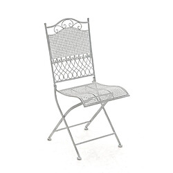 Decoshop26 Chaise de jardin en fer forgé blanc vieilli MDJ10023 