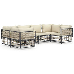 Maison Chic Salon de jardin 6 pcs + coussins - Mobilier/Meubles de jardin - Table et chaises d'extérieur anthracite résine tressée -MN41996