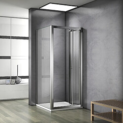 Cabine de douche 100x70x185cm porte de douche pliante en verre securitavec une paroi de douche de 70cm