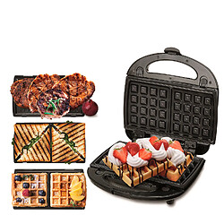 Appareil à Sandwich maker 3 en 1, Plaques Interchangeables, Gaufrier, Grille, 1000, Noir, Camry, CR3024