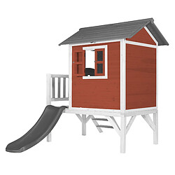 Avis AXI Maison Enfant Beach Lodge XL en Rouge avec Toboggan en Gris | Maison de Jeux en Bois FFC pour Les Enfants | Maisonnette / Cabane de Jeu pour Le Jardin