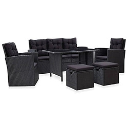 Maison Chic Salon de jardin 6 pcs + coussins - Mobilier/Meubles de jardin - Table et chaises d'extérieur Résine tressée Noir -MN76442