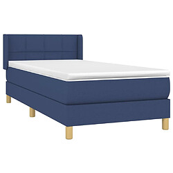 Avis Maison Chic Structures de lit + matelas,Lit à sommier tapissier avec matelas Bleu 90x190 cm Tissu -MN83951