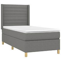 Avis Maison Chic Lit Adulte - Lit simple Lit à sommier tapissier avec matelas moelleux - Meuble de Chambre - Gris foncé 100x200cm Tissu -MN13518