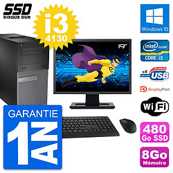 PC Tour Dell 3020 Ecran 19" Intel Core i3-4130 RAM 8Go SSD 480Go Windows 10 Wifi - Occasion