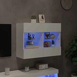 Acheter Maison Chic Meuble TV mural, Banc TV avec lumières LED pour salon, Meuble de rangement blanc 78,5x30x60,5 cm -GKD50984