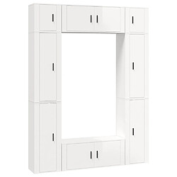 Maison Chic Ensemble de meubles TV 8 pcs pour salon - Blanc brillant Bois d'ingénierie -MN64625