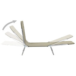 vidaXL Chaises longues pliables lot de 2 Acier et tissu Taupe