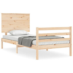 Maison Chic Cadre/structure de lit et tête de lit pour adulte - Lit Moderne Chambre 100x200 cm bois massif -MN49224