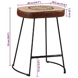 vidaXL Tabourets de bar lot de 2 marron foncé 40x29,5x53 cm pas cher