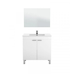 Dansmamaison Meuble sous vasque 80 cm + vasque + miroir + colonnes Blanc - TICLY