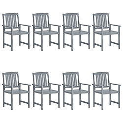 Avis Maison Chic Lot de 8 Chaises de jardin,Fauteuil d'extérieur avec coussins Bois d'acacia solide Gris -MN22351