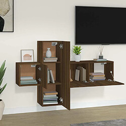 Avis Maison Chic Ensemble de meubles TV 3 pcs | Banc TV Moderne pour salon | Meuble de Rangement - Chêne marron Bois d'ingénierie -MN66347