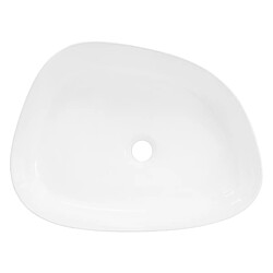 ML-Design Lavabo en Céramique Blanc Brillant 55 x 42 x 14 cm, Ovale, Vasque à Poser sur Table de Toilette, Lave-Mains pour la Salle de Bains / WC Invités, Design Minimaliste Moderne