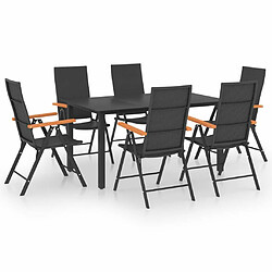 Salle à manger de jardin 7 pcs,Table et chaise à dîner Noir et marron -MN29529