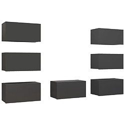 vidaXL Meubles TV 7 pcs Gris 30,5x30x60 cm Bois d'ingénierie