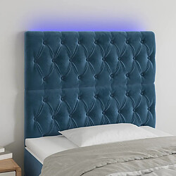 Maison Chic Tête de lit scandinave à LED,meuble de chambre Bleu foncé 90x7x118/128 cm Velours -MN64324