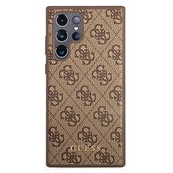 Guess Maroquinerie Guess 4G Metal Gold Logo - Coque pour Samsung Galaxy S22 Ultra (Marron)