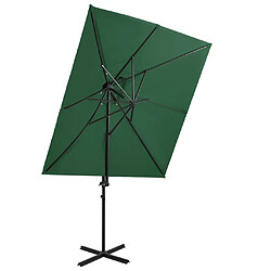 Maison Chic Parasol Jardin | Parasol déporté à double toit Vert 250x250 cm - GKD53339