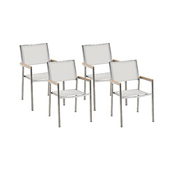 Beliani Lot de 4 chaises GROSSETO Empilable Acier inox Blanc