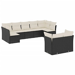 Maison Chic Ensemble Tables et chaises d'extérieur 9 pcs avec coussins,Salon de jardin noir résine tressée -GKD506628