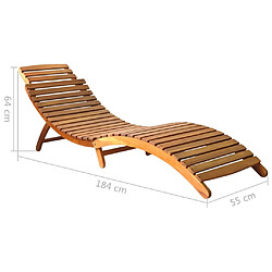 vidaXL Chaise longue de jardin avec coussin Bois d'acacia solide pas cher