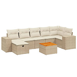 vidaXL Salon de jardin avec coussins 8 pcs beige résine tressée