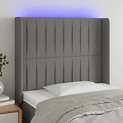 Maison Chic Tête de lit scandinave à LED,meuble de chambre Gris foncé 83x16x118/128 cm Tissu -MN92914