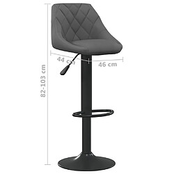 vidaXL Tabouret de bar Gris foncé Velours pas cher