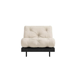 Avis Inside 75 Fauteuil convertible futon ROOTS pin laqué noir matelas 90 x 200 cm coloris beige